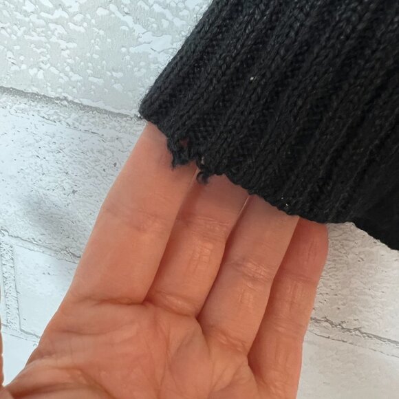 Designer Studio Originals Vintage Leather Suede Ribbed Black Cardigan Sweater XL - Picture 6 of 8